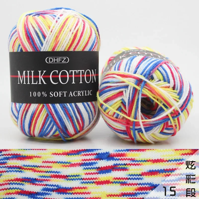 DIY Three Strands Graded Section Dyed Wool Medium Fine Cotton Thread Hand Crochet Doll Milk Cotton Thread Crochet Yarn Oasis Select 15
