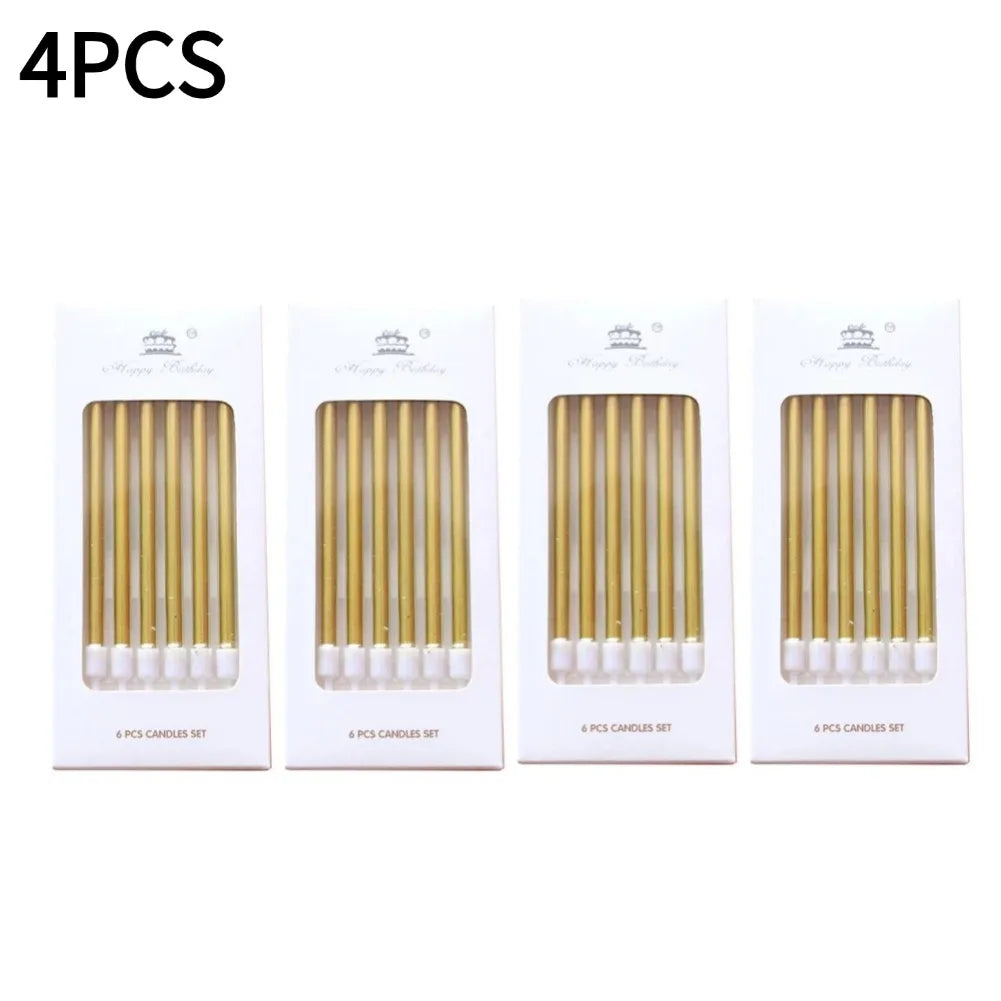 Gold & Silver Birthday Cake Candles – 6-Pack Cupcake Toppers Birthday Cake Candles Oasis Select E