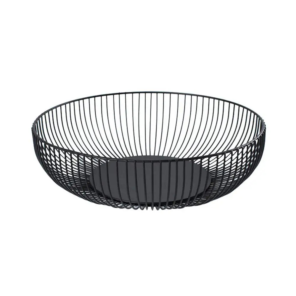 Black Storage Basket Creative European Fruit Snacks Candy Basket Desktop Bedroom Kitchen Fruit Basket Decorations Iron Hollow Oasis Select Black L