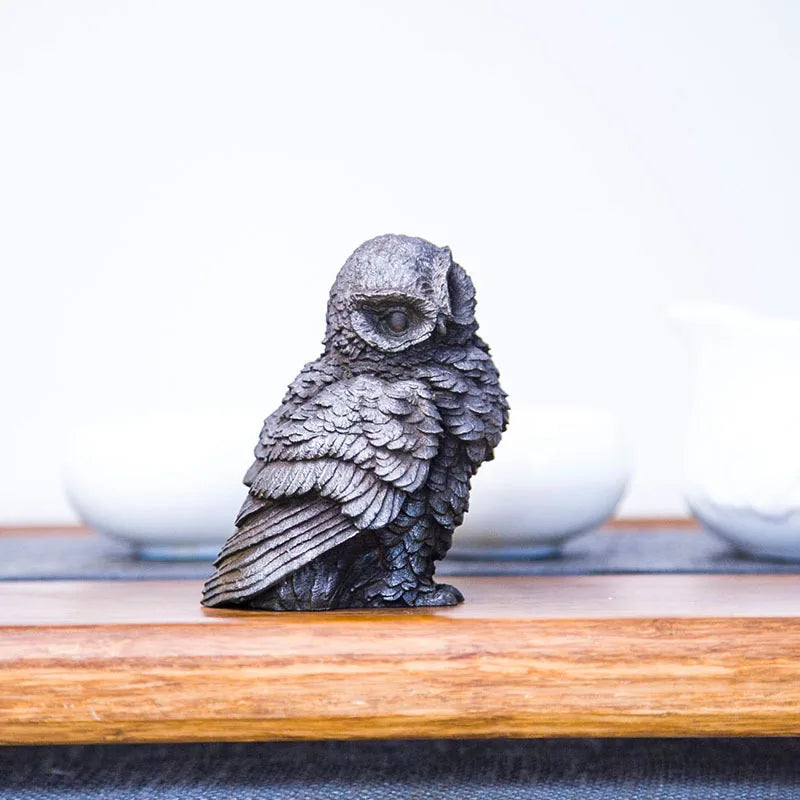Imitation Cast Iron Rust Style Owl Living Room Desktop Mini Home Decoration Study Room Ornament Purely Handmade Tea Pet Oasis Select