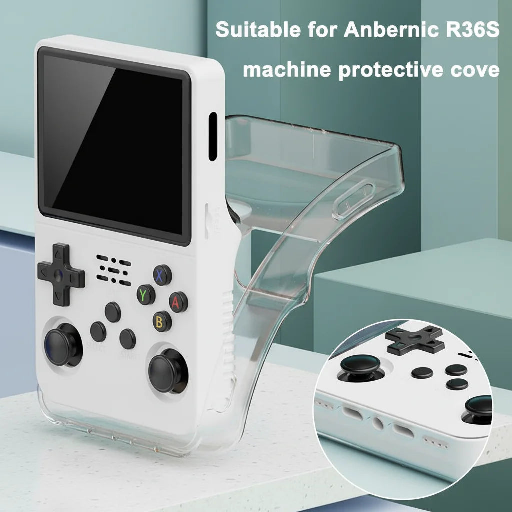 2025New for r36s Protective Case Transparent Handheld Game Console Protective Cover Integrated TPU Soft Shell for r36s Shell Oasis Select