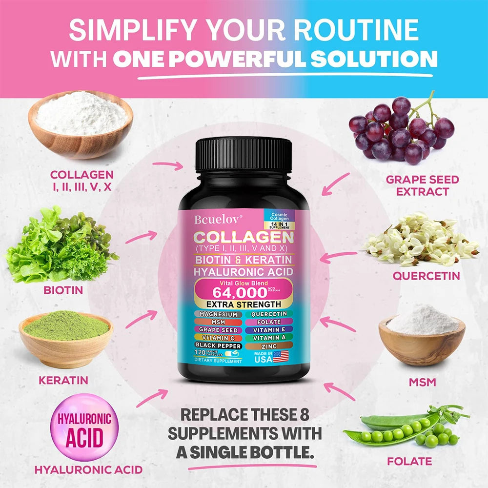 Collagen Peptide Supplement, Anti-Aging, Youthful Glow, Skin Elasticity, Strong Joints, Healthy Hair Growth, Healthy Nails Oasis Select