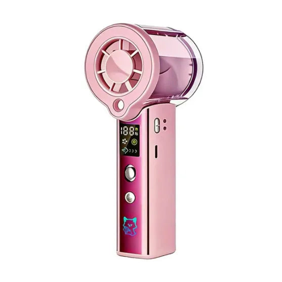 100 Speeds Adjustable Handheld Spray Fan LED Display Rechargeable 3000mAh Quiet Mist Cooling Fan for Travel Outdoor Daily Use Oasis Select Pink