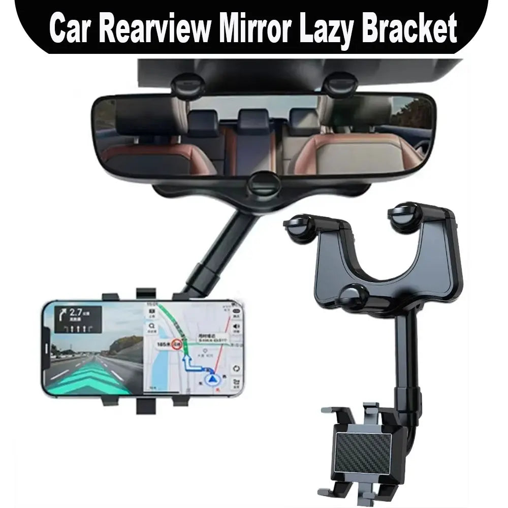 360° Rearview Mirror Phone Mount | Universal Car Holder