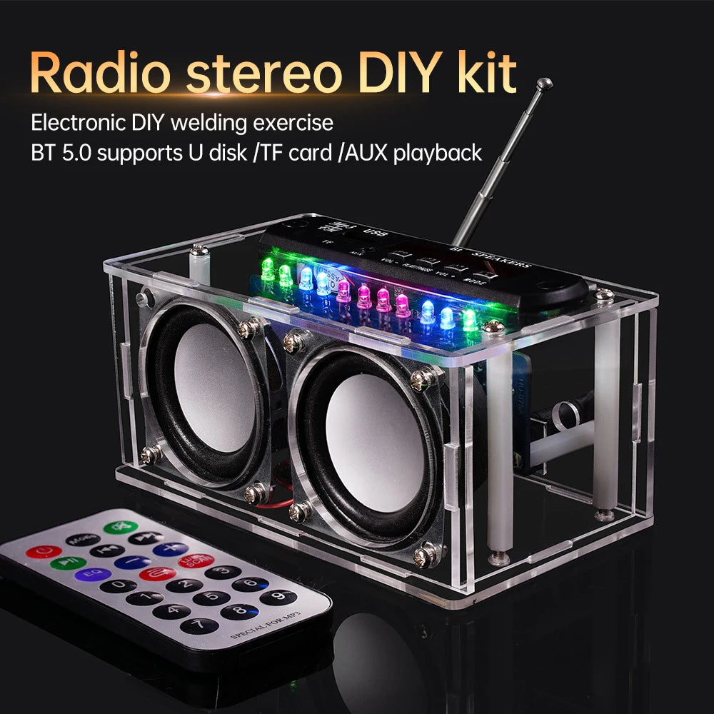 DIY Bluetooth Speaker Kit with FM Radio 87.5-108MHZ DIY Soldering Project Practice Electronic Kit Solder Assembly U Disk TF Oasis Select