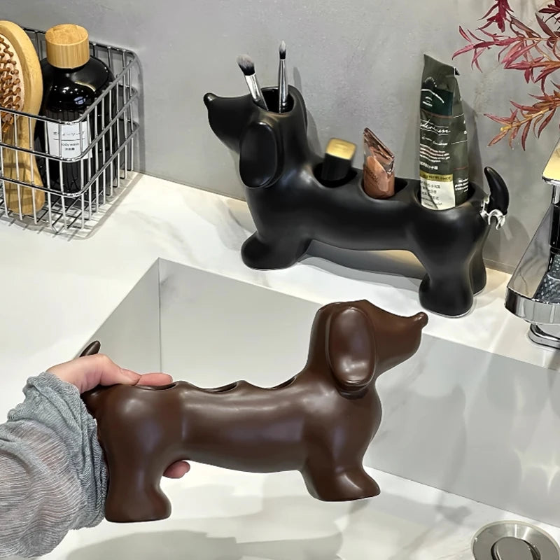 Dachshund Ceramic Electric Toothbrush Holder Storage Rack Bathroom Sink Washstand Toothbrush Base Bathroom storage support Decor Oasis Select