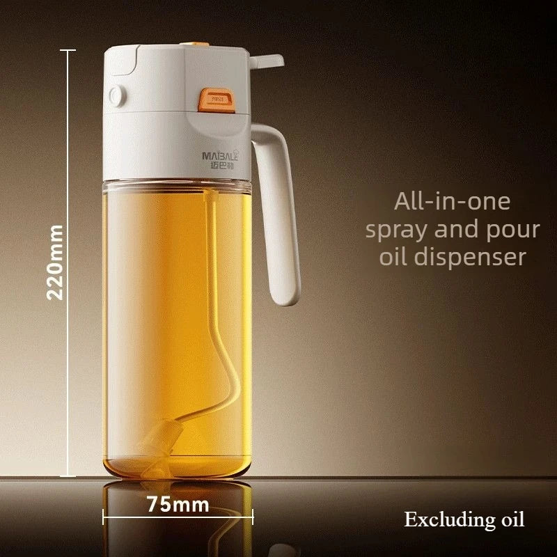 Spray Dual-use Oil Spray Bottle Household Kitchen No Oil Hanging Seasoning Bottle Oil Tank Glass Spray Kitchen Tools Oasis Select white-600ml