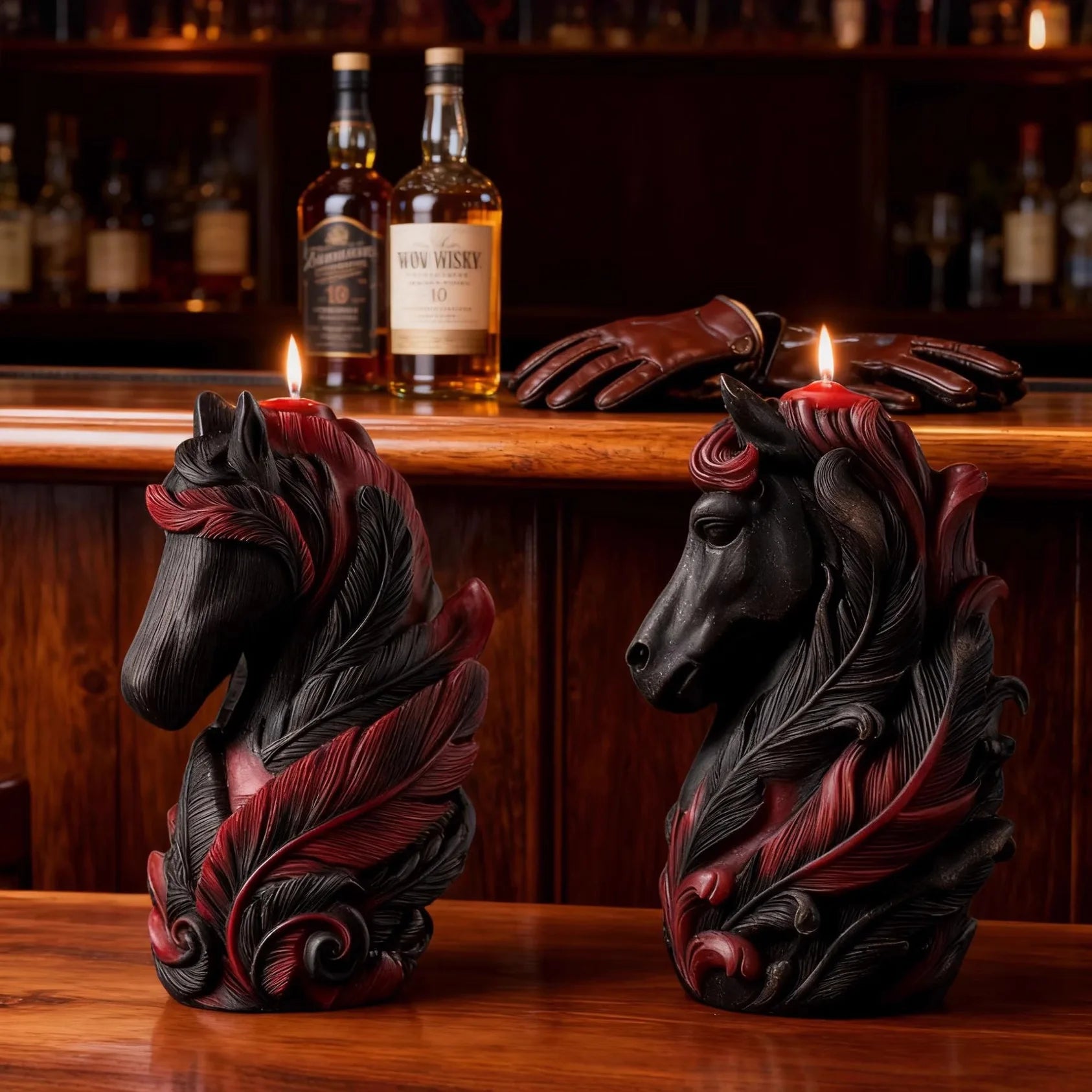 Mystical Red Feather Horse Head Silicone Mold with Exquisite Pegasus Feathers and Mane Details, 3D DIY Handmade Candle Mold Oasis Select
