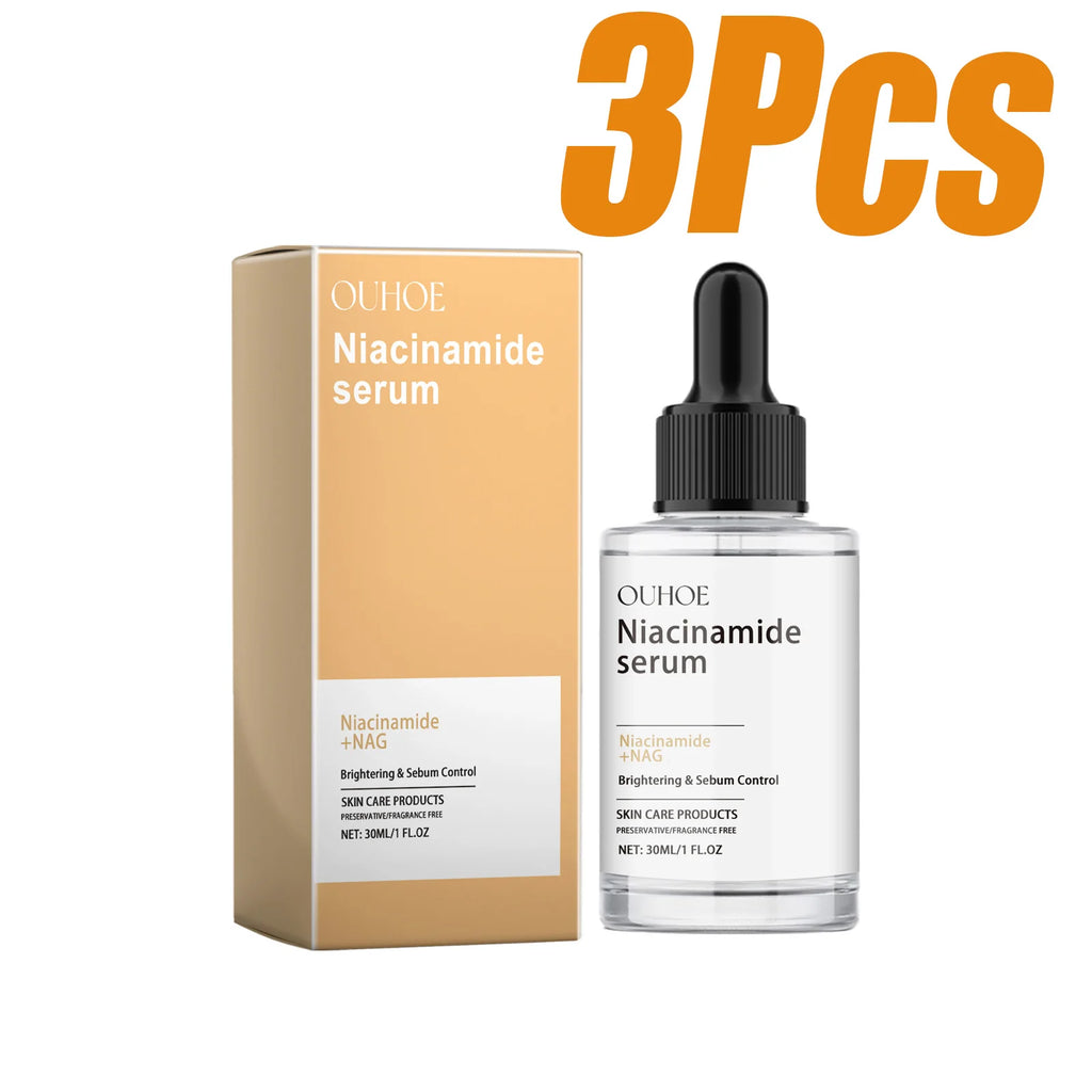 Nicotinamide Face Serum Brightening Moisturizing Smoothing Shrink Pores Facial Essence Glowing Facial Moisturizer for Daily Skin Oasis Select 3 x 30ml Boxed
