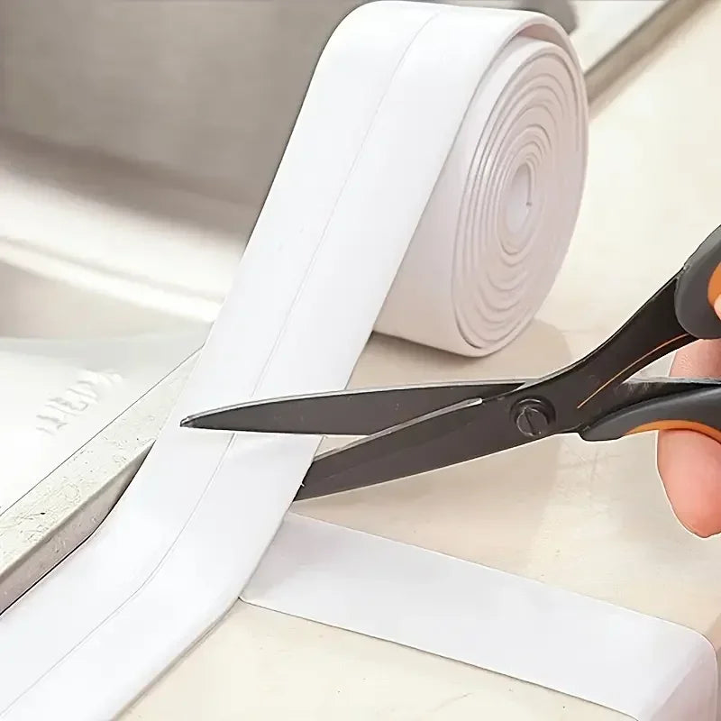 1 Roll of Waterproof White PVC Self-Adhesive Tape - Perfect for Bathroom, Sink & Kitchen - Super Strong Stickiness! Oasis Select