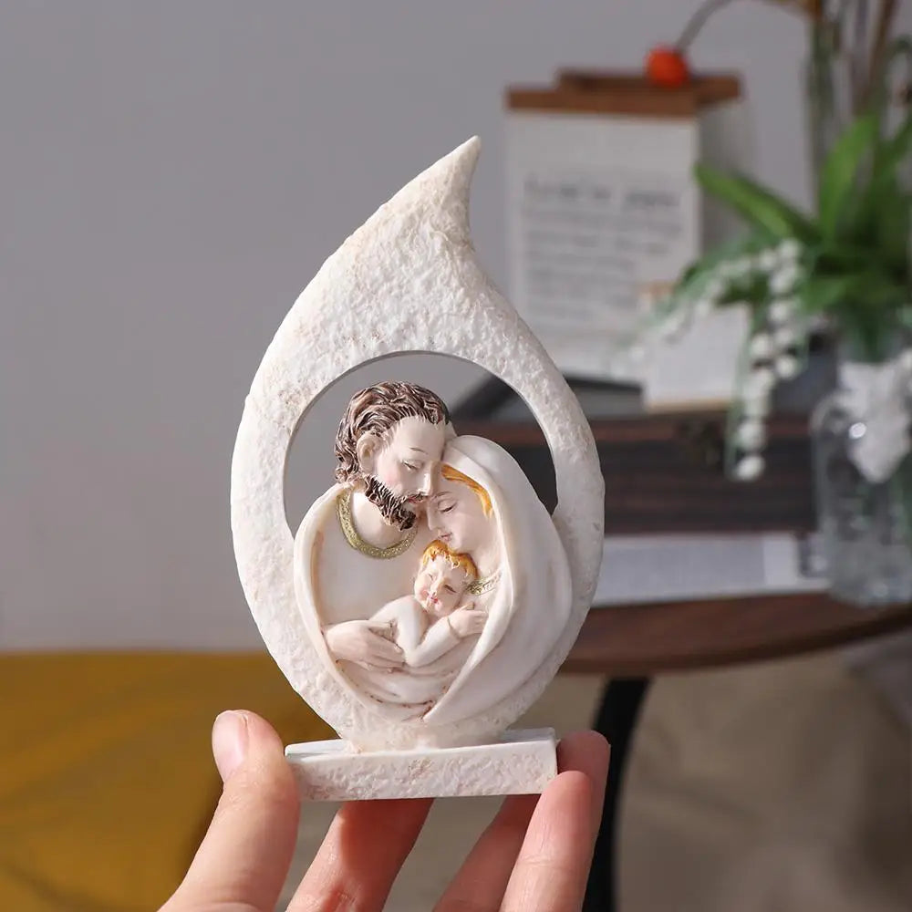 Sacred Hearts Holy Family Resin Nativity Figurine | Hand-Painted