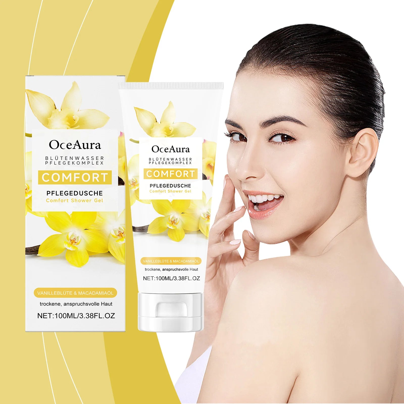 Vanilla Comfort Body Wash - 100ml Light Plant-Based Hydration, Gentle Cleansing, Moisturizing Formula for All Skin Types Oasis Select
