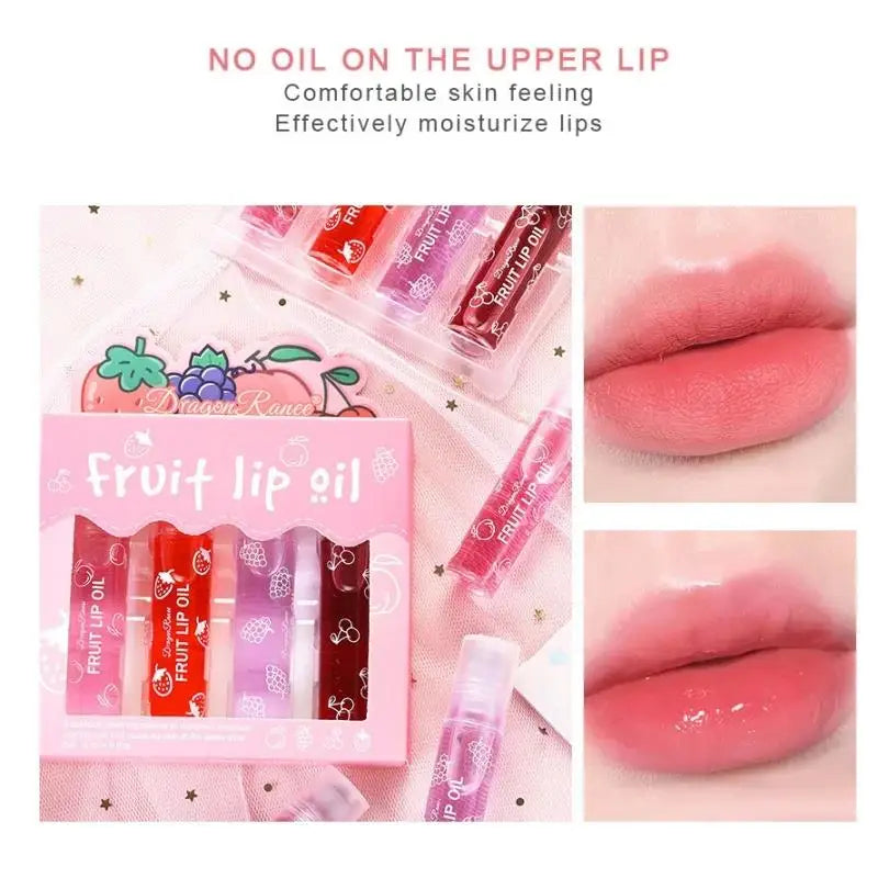 4 Pack Roller Ball Lip Oils Moisturizing Hydration Transparent Balm Nourishing Care Prevent Dry Lips Health Oasis Select