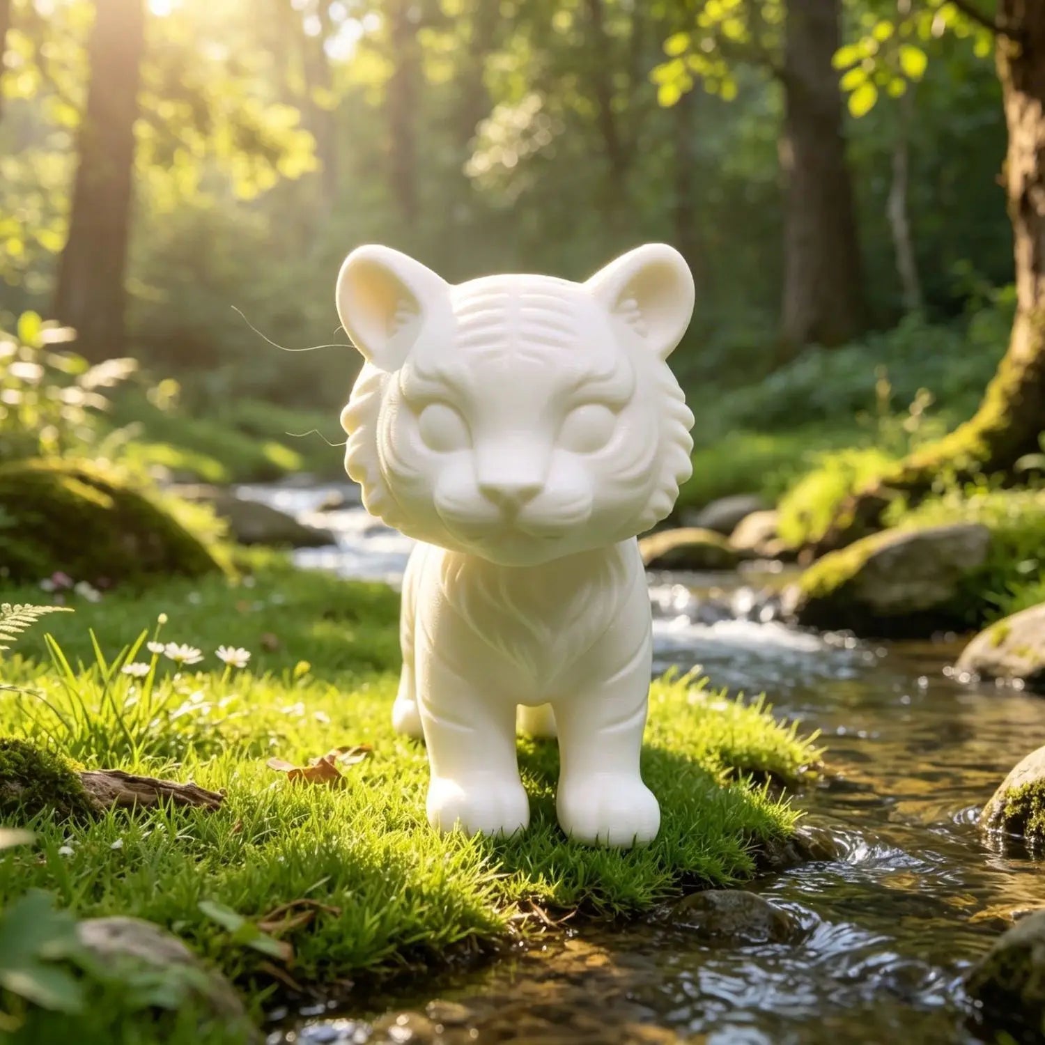 Diy Minimalist White Standing Tiger Figurines Ornament Mini Unfinished Cub Sculpture for Bonsai Micro Landscape Room Decor Gifts Oasis Select