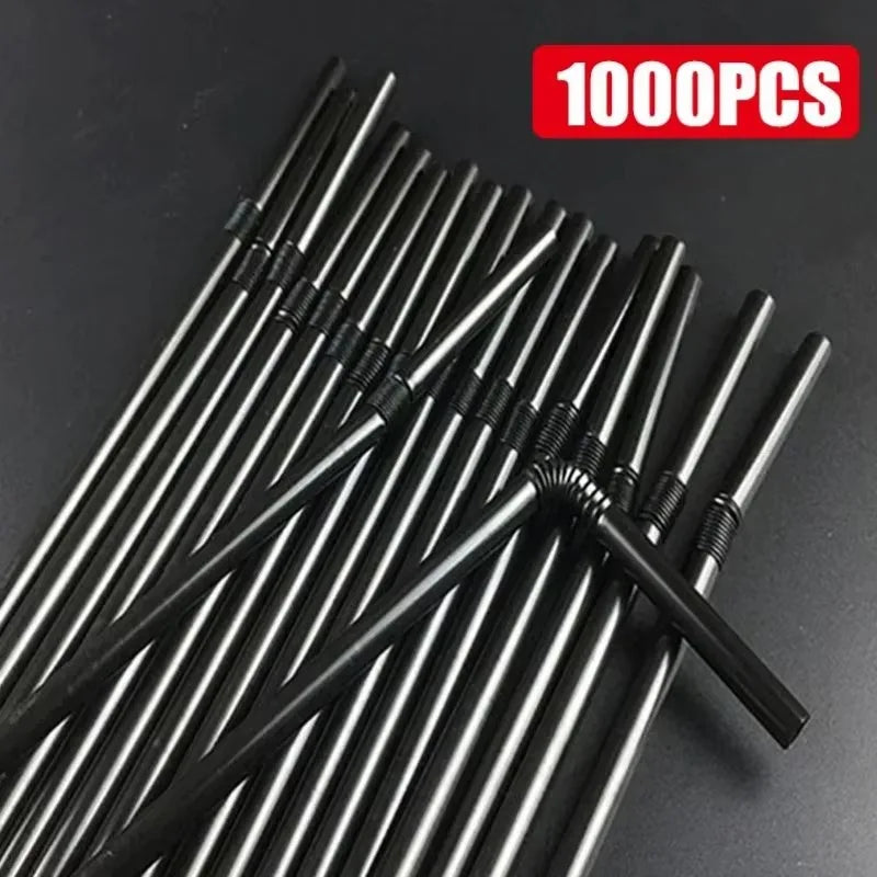 Multicolor Drinking Straws Child Plastic Straws Multi-time Milk Tea Beverage Accessories Black Straw Wholesale Party Supplies Oasis Select 1000PCS-Black