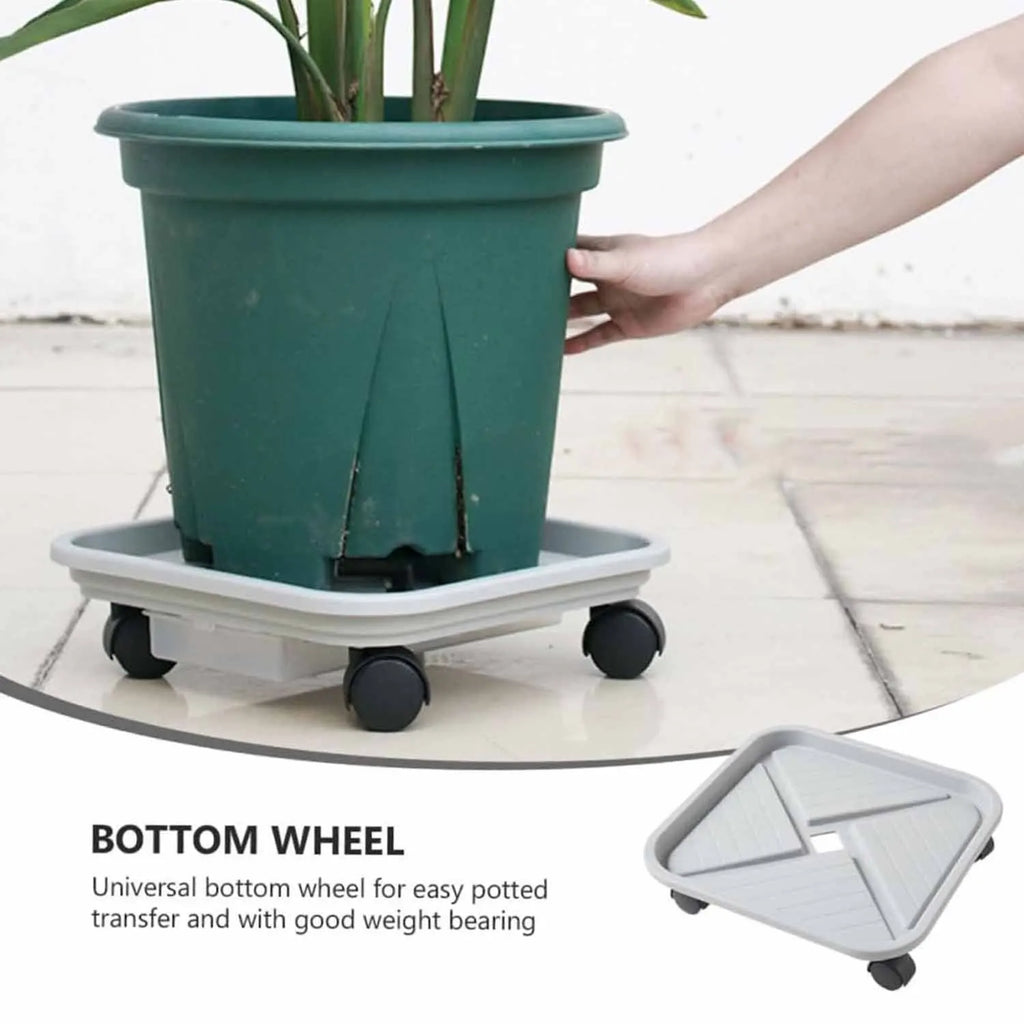 1pc Plant Ball Cage with Four Wheels and A Drainage Tray, A Square Flower Pot Mover, A Wheeled Garden Rolling Plant Rack Oasis Select