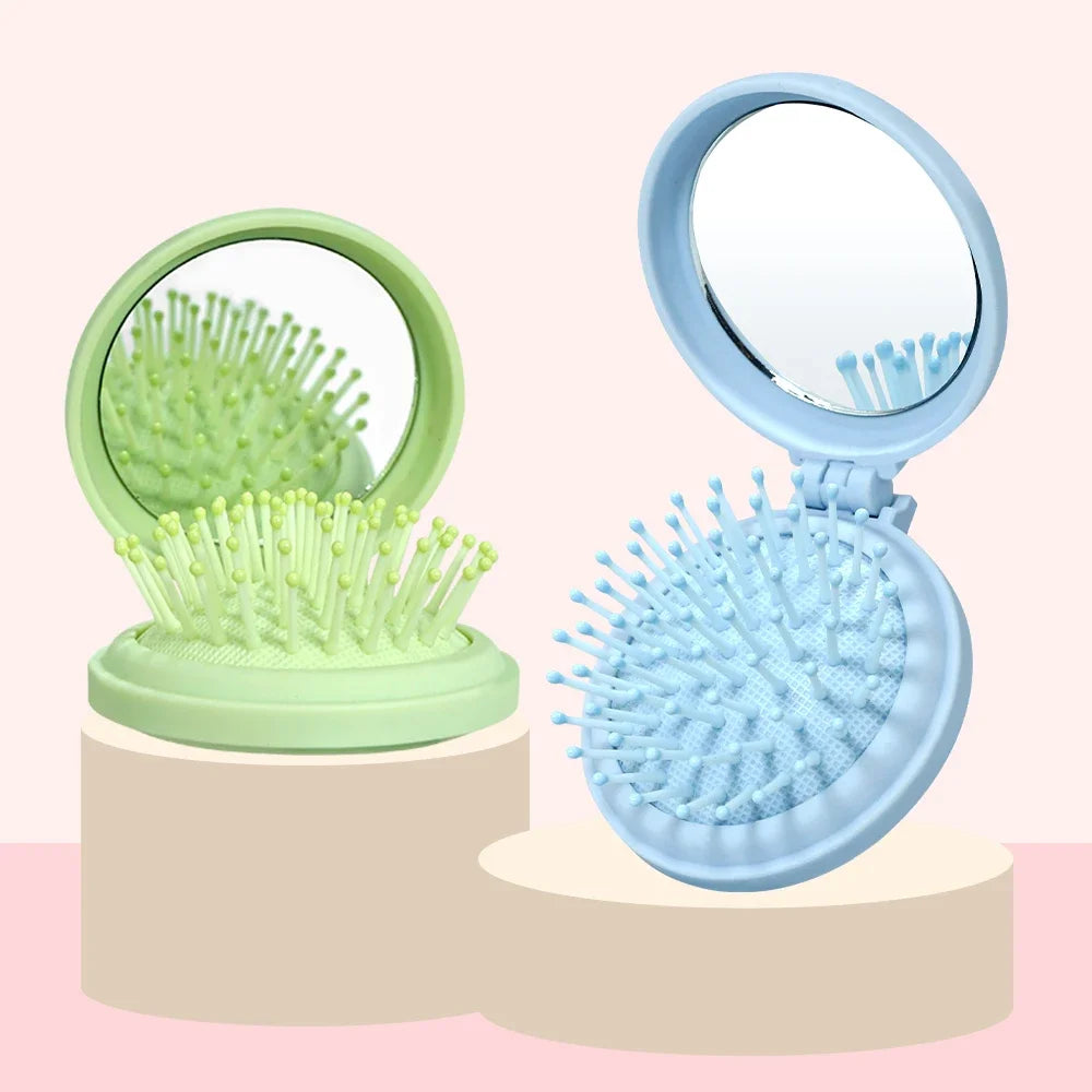 Folding Airbag Hair Comb with Mirror – Anti-Static & Scalp Massage Folding Hair Comb Oasis Select