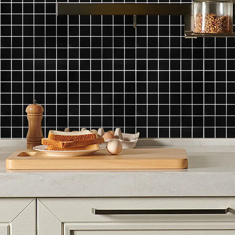 Adhesive Wallpaper for Wall Sticker Paper 40cm Decorative Walls Paper Black Grid Refurbish Waterproof and Moisture-proof Kitchen Oasis Select