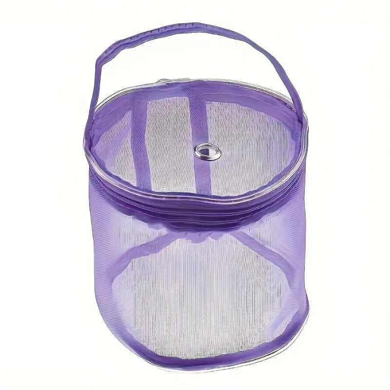 1pc Colorful Nylon Mesh Knitting & Crochet Storage Bag with Zipper Closure - Durable Craft Organizer for Yarn, Hooks, Needles Oasis Select PURPLE