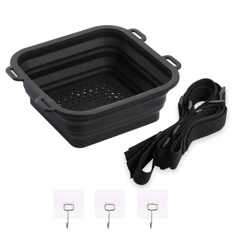 WISH Portable Silicone Ice Bath Bucket Foldable Cooling Shower For Cold Shower Therapy Oasis Select Black NONE