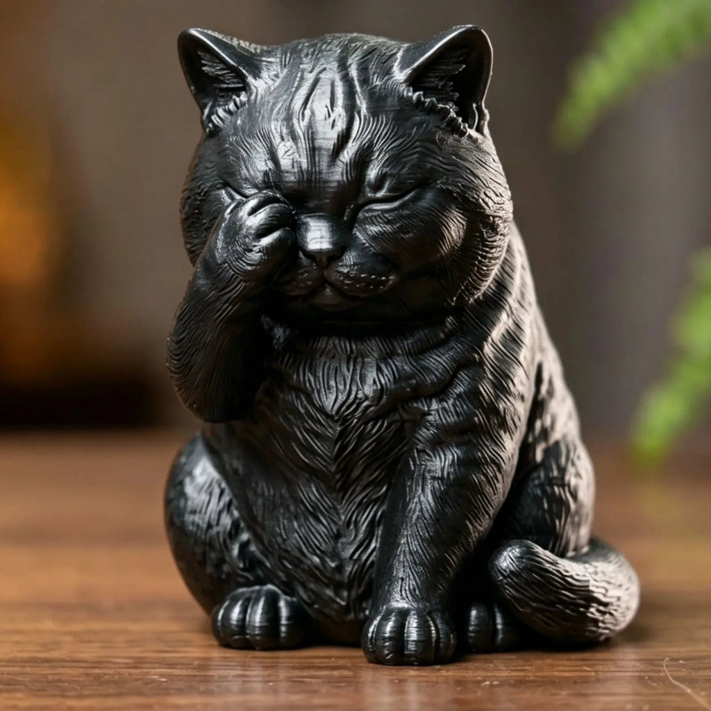 Shy Face Covered Chubby Cats miniature Figurine Diy Cute Kitten Statues for Home Desktop Home Ornaments Decor Pet Memorial Gifts Oasis Select Cat 5 7.9x6.8x6.7cm
