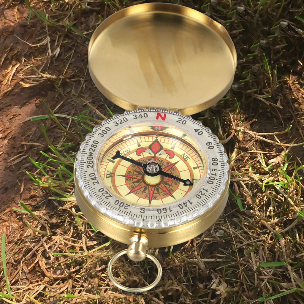1PCS Brass For Compass Golden Hiking Pocket Portable Noctilucent Vintage For Precisio-n Dial Navigation Parts For Adventurers Oasis Select