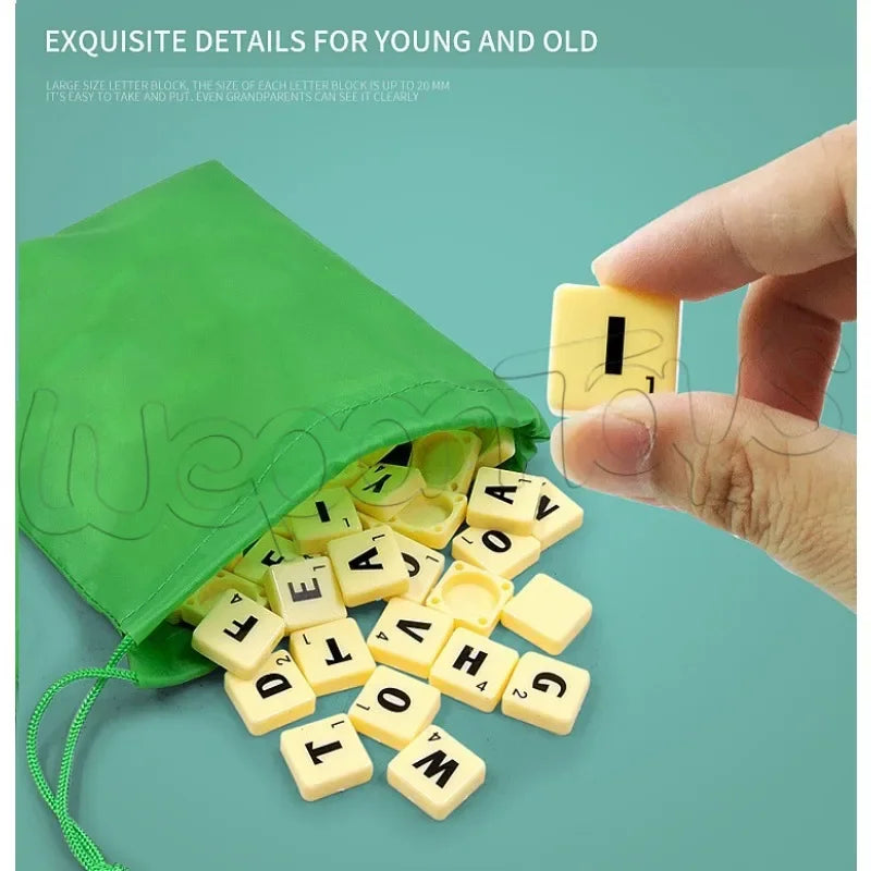 2-4 People English Spelling Solitaire Box Alphabet Chess Educational Toys Travel English Alphabet Scrabble Puzzle Board Game Oasis Select