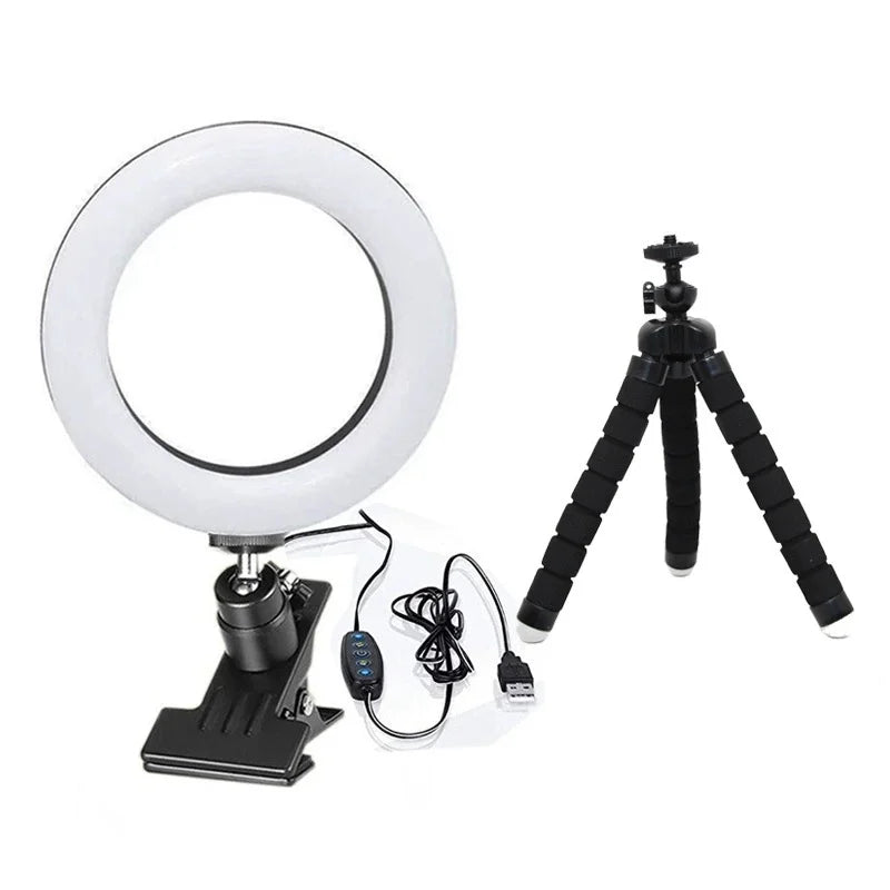 4-Inch Clip-On LED Ring Light | 5 Color Temps for Video & Makeup