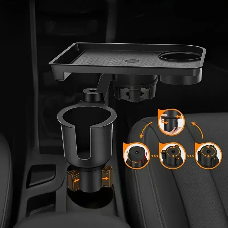 Universal Car Cup Holder Tray With Dual Cup Holder Organized Table Food Car Tray Portable Adjustable Drink Stand Oasis Select