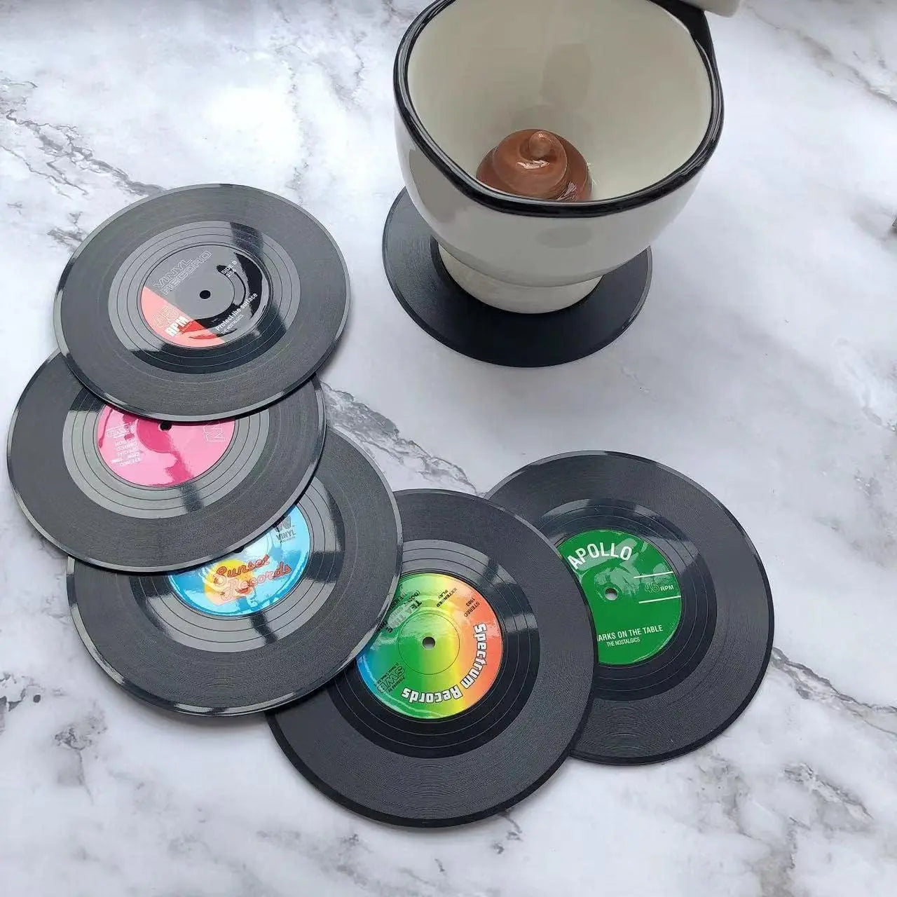 12 PCS Vinyl Record Coasters Non Slip 4.1 Inch Cup Mat Retro Music Bar Kitchen Home Decor Gift DJ Audio New 2026 Oasis Select