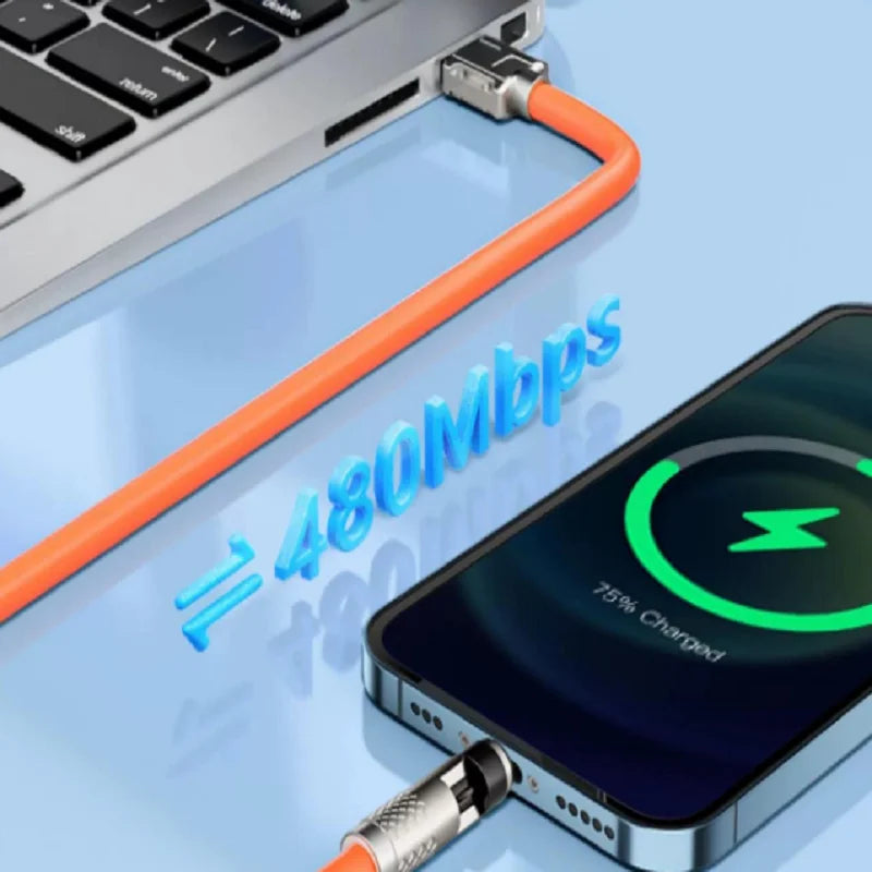 120W USB Charge Cables 3in1 Magnetic 6A Super Fast Charge Type-C To iOS Lighting Liquid Silicone Charger Data Cable For iPhone Oasis Select