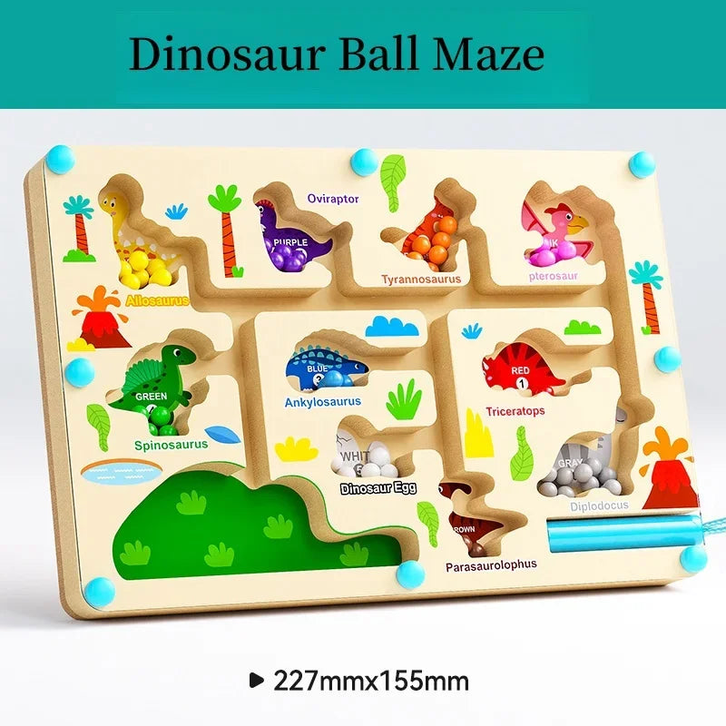 Magnetic digital bead magnetic maze toy for children's puzzle practice, attention and concentration training game for ages 2-6 Oasis Select dinosaur