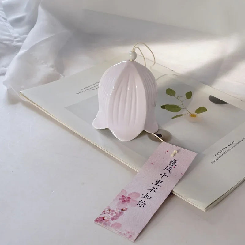 Japanese Home and Wind Chime Orchid Ceramic Wind Chime Hanging Garden Ornament Oasis Select Pink 1 7x8.5 or 6x6cm