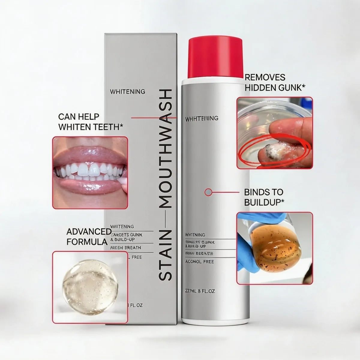 1/2/3Pcs Stain Removal Mouthwash Alcohol Free Teeth Brightening Fresh Breath Plaque Remover Enamel Safe Daily Oral Care Oasis Select