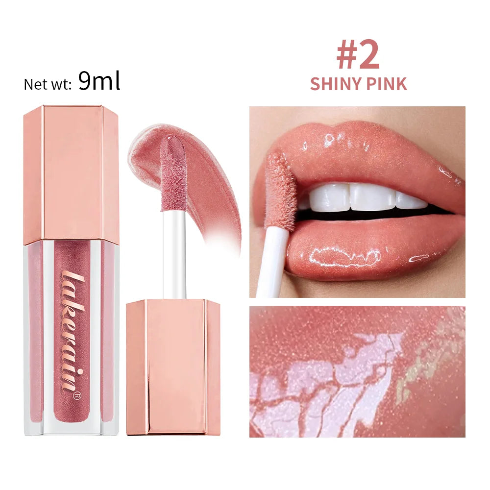 8-Color Liquid Light Glitter Lip Glaze Long-lasting Deep Moisturizing Lip Gloss Reduce Lips Lines Slight Shimmer Makeup Lip Oil Oasis Select 2shiny pink