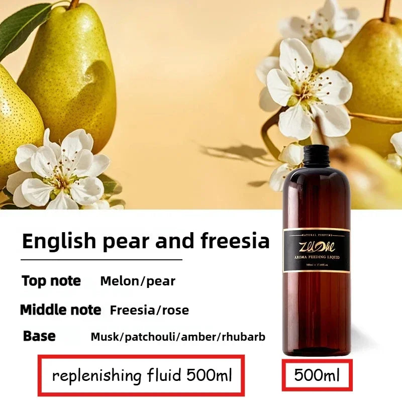 Flameless Home Fragrance Zuohe Hilton Shangri-La Freesia Lavender Aromatherapy Oil with Reed Diffuser Stick Liquid Air Freshener Oasis Select 500ml-99Pear Freesia 200ml