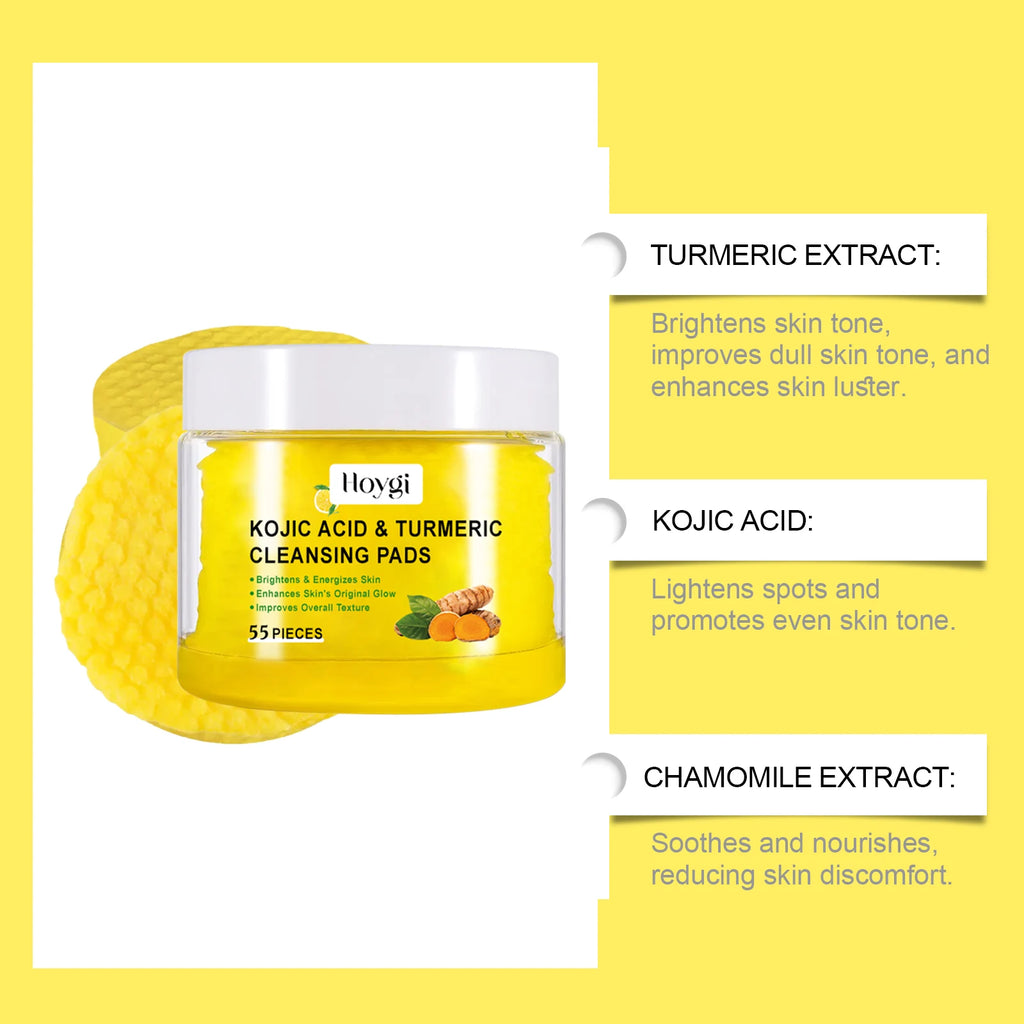 Turmeric Kojic Acid Cleansing Pads Exfoliating Pads Removing Dead Skin Shrink Pores Smooth Brightening Skin Face Cleansing Oasis Select
