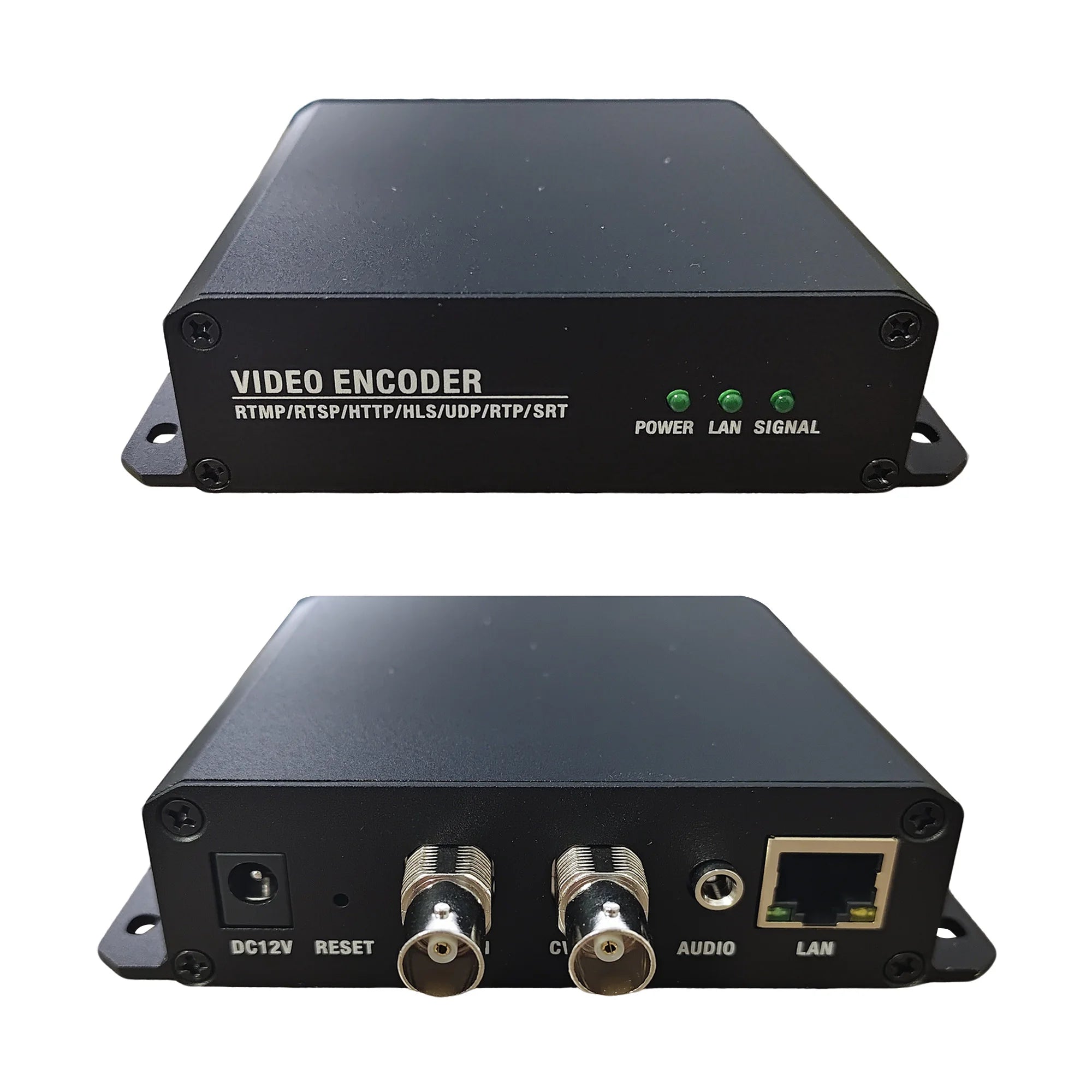 CVBS loop-out HD ，H.265 video encoder，supporting RTSP/RTMP/GB28181 surveillance for NVR recording Oasis Select black