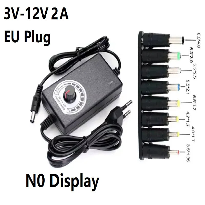AC Adjustable Power Adapter 9V 12V 24V 1A 2A 3A Adapter 34PCS 8PCS 108PCS Universal AC Power Adapter Various Voltage DC Source Oasis Select EU 2A 8PCS Plug