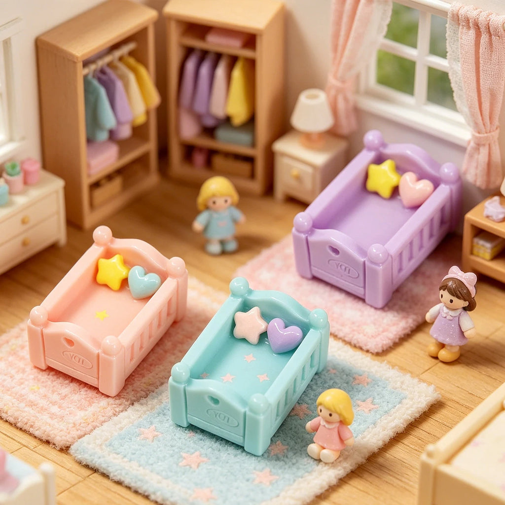 Miniature Resin Bed Micro Landscape Craft Hand Painted Simulation Statue, Wedding Cake Topper Dollhouse Garden Decor Oasis Select