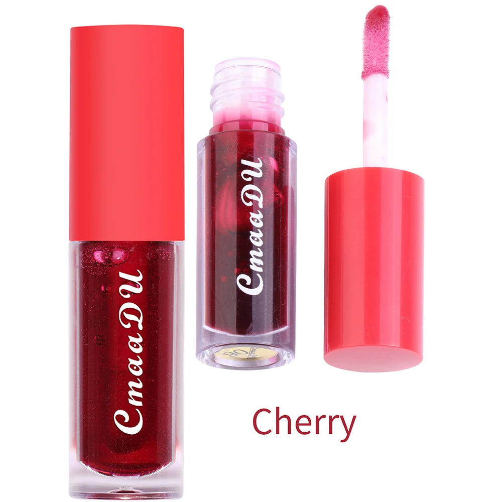 CmaaDu 1 Pcs Moisturizing Hydrating Lip Gloss Lipstick Cherry Flavor Fruit Anti-cracking Long-lasting Waterproof Lip Glaze Red Oasis Select