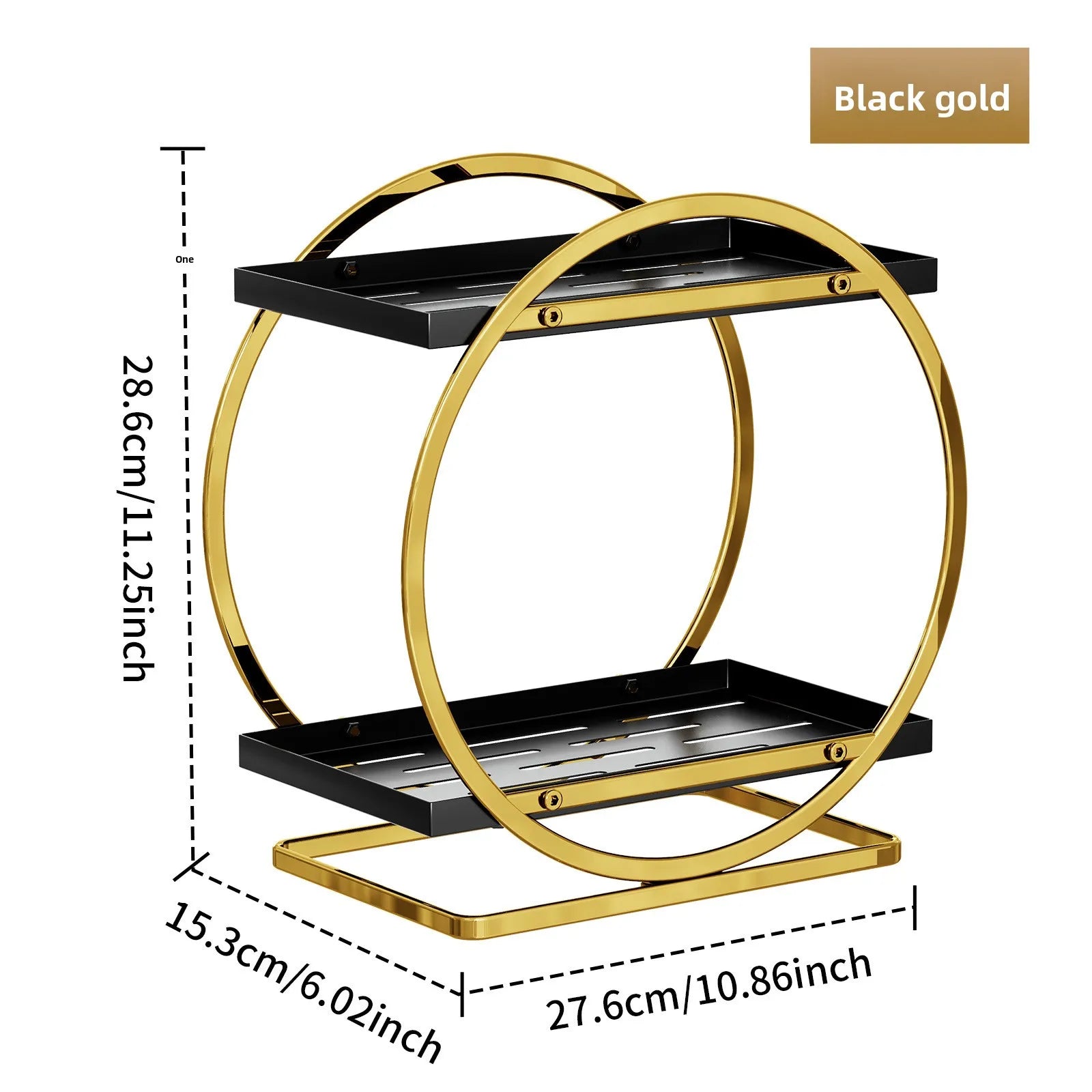 Cosmetics Storage Rack, Tabletop Shelf, Wrought Iron Layered Rack, Dresser, Skin Care Products, Perfume Display Rack Oasis Select Black gold