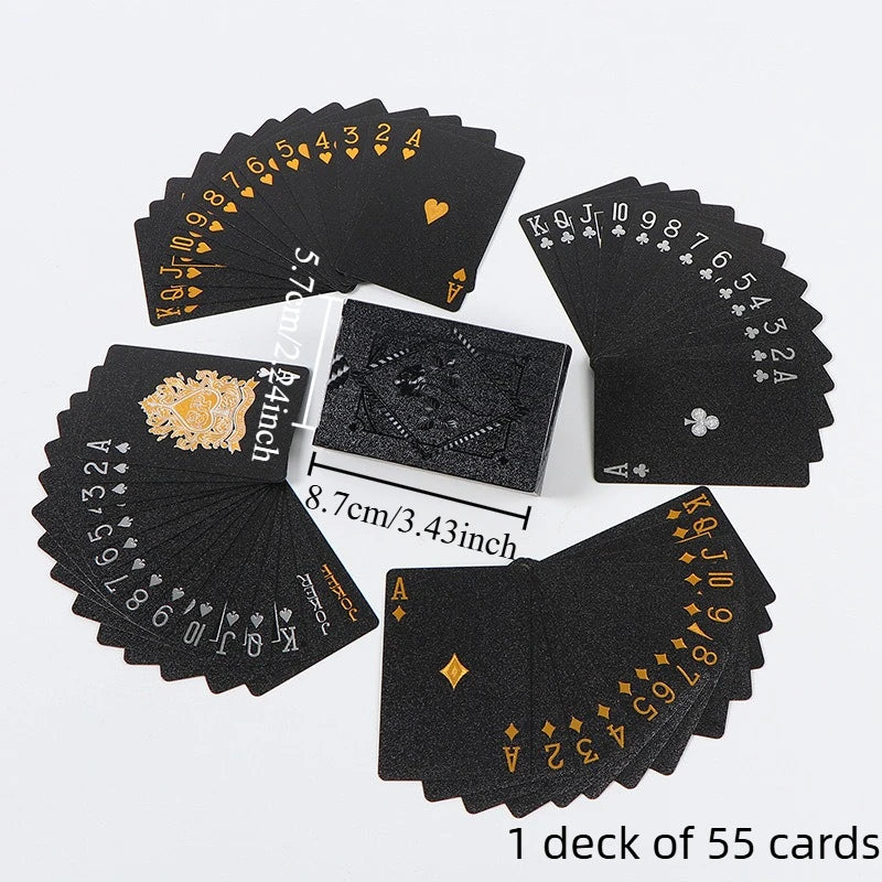 Poker PVC Black Grid Thickened Poker Board Game Cards Waterproof Folding Resistant Wear Resistant Plastic Cards Oasis Select Black rose