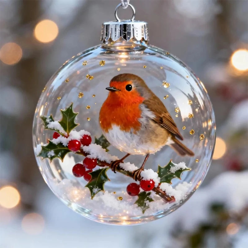 Hummingbird Christmas Ball Ornament | 3D Clear Plastic Tree Decor