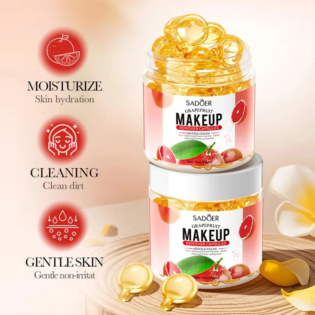 Sadoer Grapefruit Makeup Remover Oil Capsules – 35 x 1ml Makeup Remover Oil Oasis Select