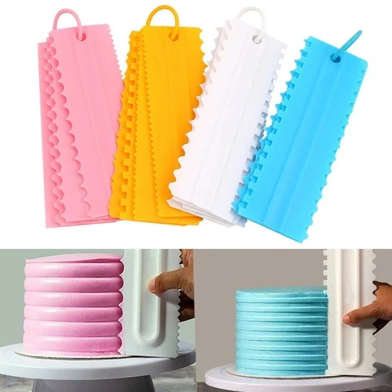 DIY Baking Tools 4pcs/set Cream Scraper PP Cream Smoother Pastry Icing Combs Spatulas Bakery Accessories Cake Decorating Comb Oasis Select