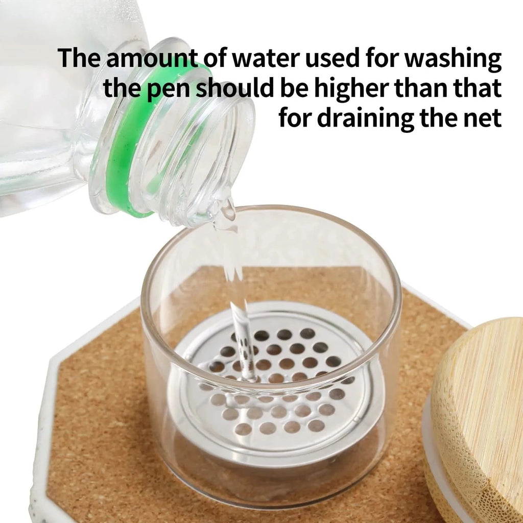 Nail Brush Cleaner Cup Wash Pen Brush Cup with Stainless Steel Mesh Base Nail Drill Bits Cleaning Container Crystal Glass Cup Oasis Select