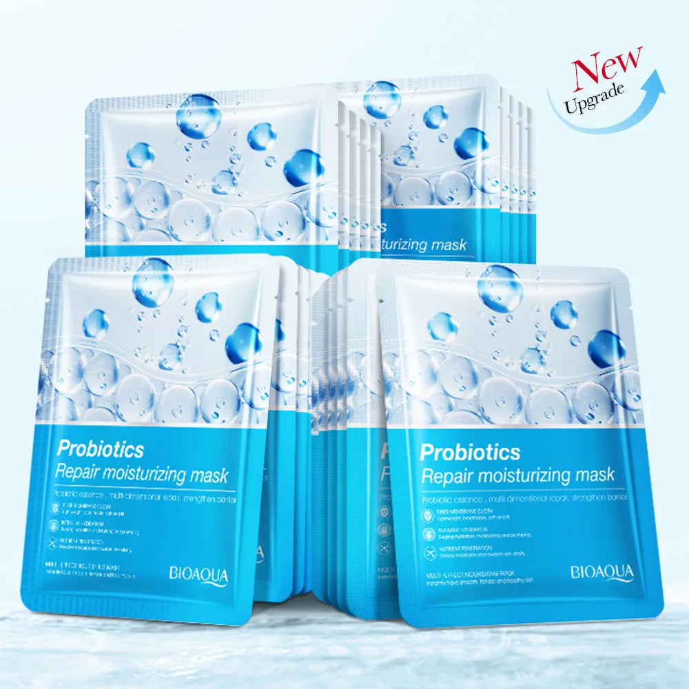 10 Pcs BIOAOUA Probiotic Repair Facial Mask Moisturizing Delicate Skin Facial Mask Sheet for Acne Removal & Depth Replenishment Oasis Select