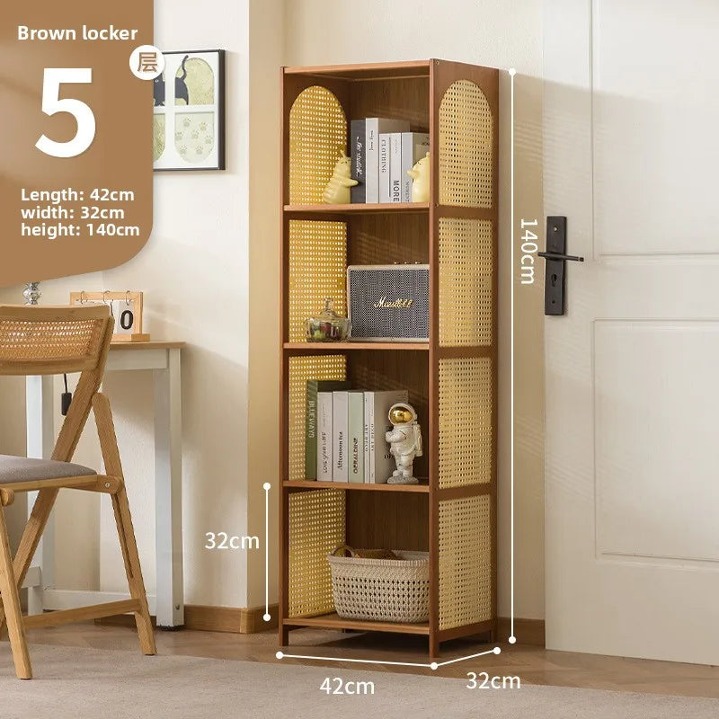 Bookcase integrated against the wall Student household bookshelf Floor-to-ceiling shelf Living room storage Multi-layer locker Oasis Select Brown 5-42