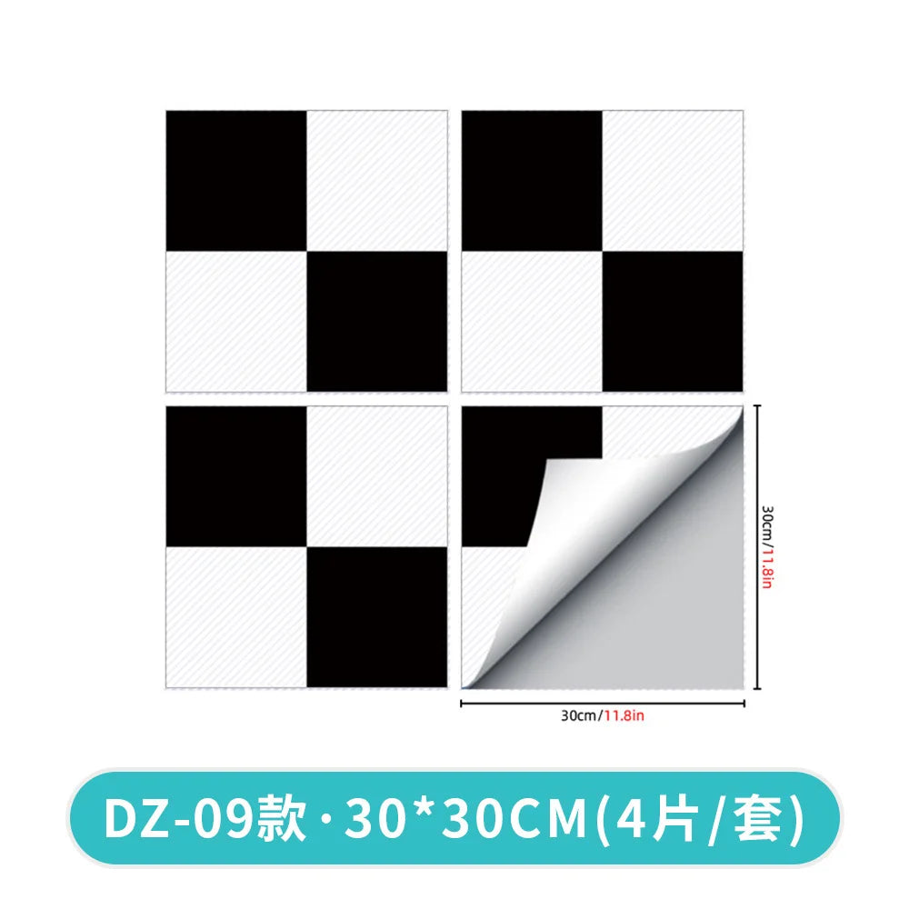 Kitchen Bathroom Oil Waterproof Non-slip Twill Floor Paste Bathroom Bedroom Living Room DIY Floor Paste Stickers Oasis Select DZ-09 30cmx30cm(4pcs-1set)
